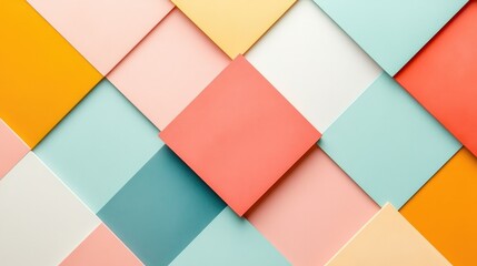 vibrant abstract composition of overlapping multicolored squares creating dynamic geometric pattern