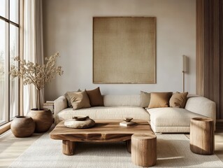 Living area with a modern sofa and minimalist decoration