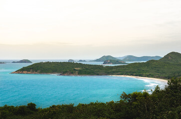 Serene coastal landscape with turquoise waters