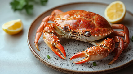 A steamed crab on a plate