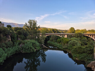 Pont de Besal&uacute; in the town of Besalu in the province of Girona, Spain.
