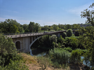 Fototapeta premium Pont de Besalú in the town of Besalu in the province of Girona, Spain. 