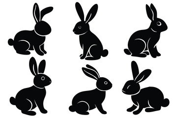 rabbit bunny Silhouette set, rabbit bunny vector Icon, rabbit illustrations on a white background