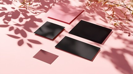 Elegant Pink & Black Mockup Stationery Branding Design