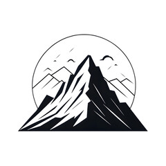 A vector illustration of a mountain silhouette set, featuring rugged grunge textures for a bold and artistic effect.