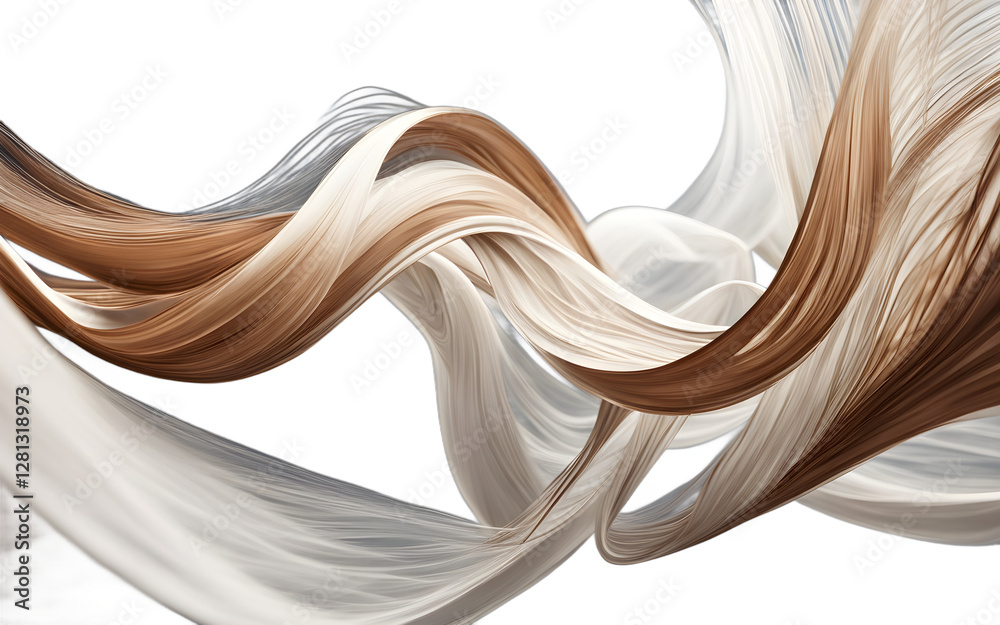 Poster a gust of wind represented by curving air currents, isolated on a empty plain background