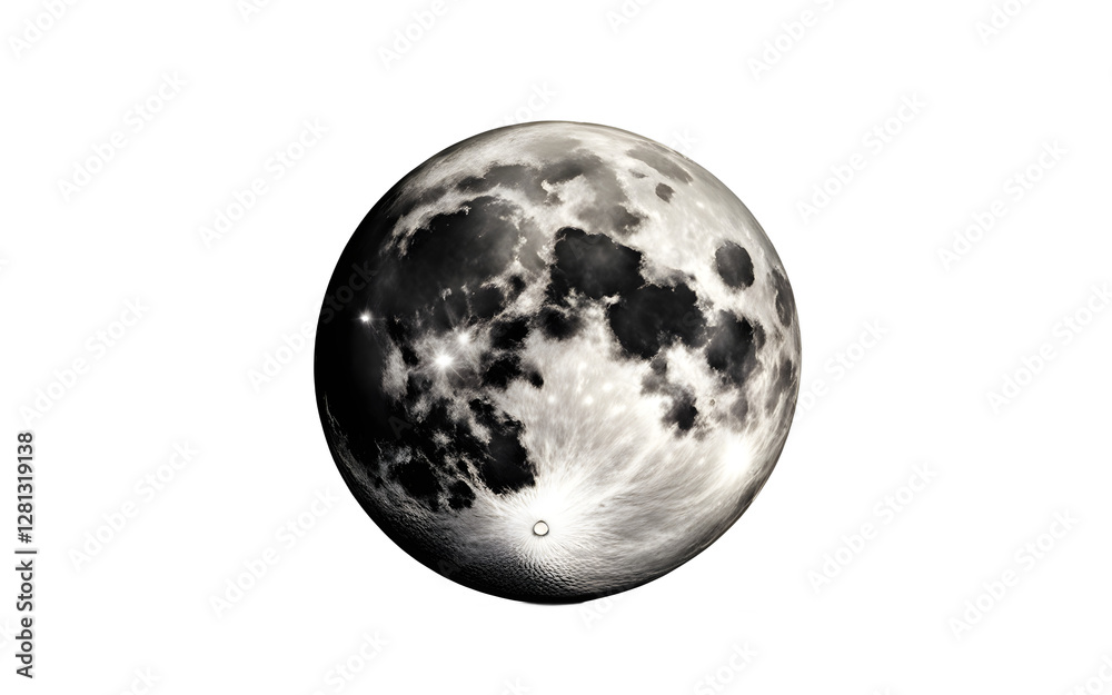 Aufkleber A shining crescent moon with a smooth silver glow, isolated on a empty plain background