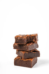 Chocolate brownie dessert on white background