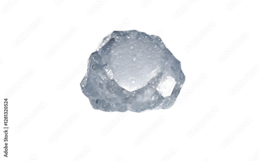 Poster A small hailstone with a textured icy surface, isolated on a empty plain background