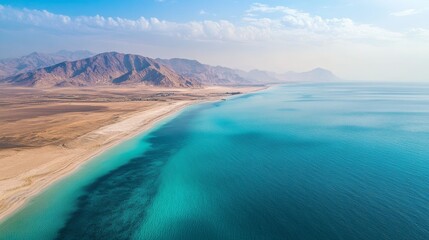 Stunning Aerial View of Colorful Coastal Landscape Featuring Sandy Beaches and Turquoise Waters at a Remote Destination During Bright Daylight