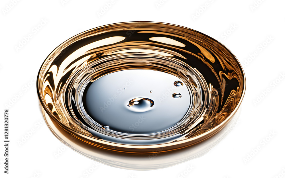 Poster A small puddle of water reflecting light, isolated on a empty plain background