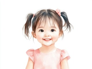 Adorable little girl in pink dress and bow, a portrait of childhood innocence sweetness