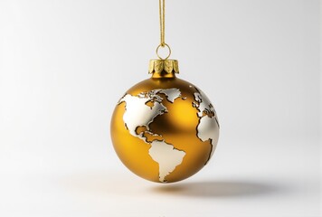 Gold World Map Christmas Ornament