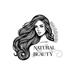Natural beauty woman long hair vintage logo for salon or cosmetic product with line art style. Line art floral women logo design. creative vintage editable vector illustration.	 beautiful girl icon