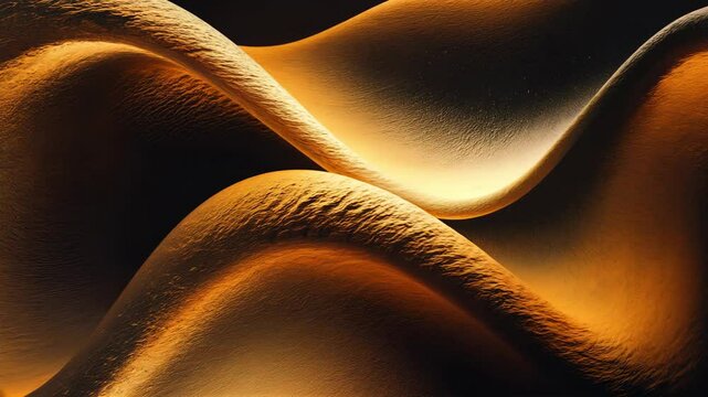 Close-up of beautiful golden sand dunes with dramatic light and shadows at sunset, an abstract desert landscape texture