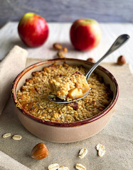 Warm Apple Oat Crumble with a Golden Crunchy Topping