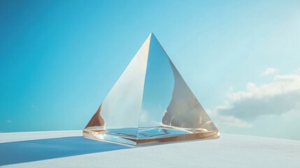 Obraz premium Glass Pyramid Against A Blue Sky Background