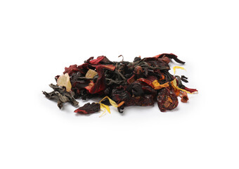 Aromatic dried tea leaves isolated on white