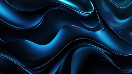 Obraz premium Abstract blue fluid shapes with silver lining, a modern and sophisticated flowing design. Ideal for tech backgrounds, creative media, and visual arts projects.