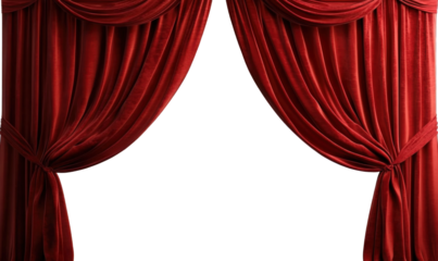 A curtain made of red velvet fabric