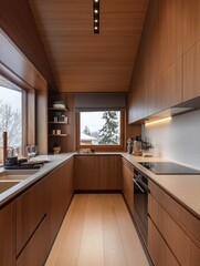 Wooden Modern Kitchen Features a WoodPaneled Contemporary Appearance Inside