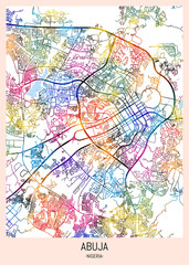 Abuja Nigeria City Map, downtown tourism, house art travel, scenic metropolis concept, travel art city, patriotic abstract banner