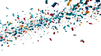 Festive Celebration Confetti Falling on Transparent Background