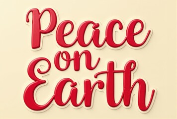 Digital Image: "Peace on Earth" in Red Cursive Lettering