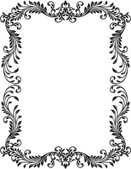 A filigree heraldic crest motif floral pattern border frame. Original design in a vintage style.