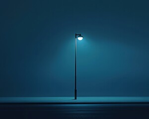 Solitary streetlight in a foggy night.