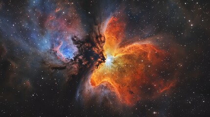 Obraz premium A stunning high-resolution depiction of the Butterfly Nebula NGC 6302 with vibrant swirling clouds of gas and dust illuminated by the central dying star showcasing deep reds blues and purples 