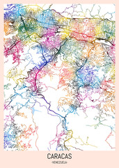 Caracas Venezuela City Map, downtown tourism, house art travel, scenic metropolis concept, travel art city, patriotic abstract banner