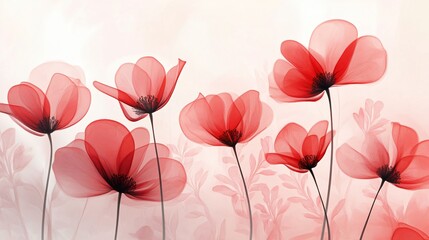 Translucent Red Poppies Elegant Floral Art