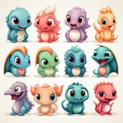 Fototapeta premium Cute and Chubby Dragon Eggs with Adorable Faces By Generated AI