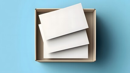 Blank Cards in Cardboard Box Mockup Minimalist Design