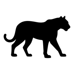 black silhouette of running tiger on white background of vector illustration