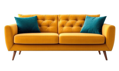 An orange three seater sofa