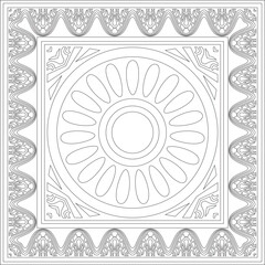 Vector square Assyrian black outline ornament. Rectangle, border, frame of Mesopatamia. Pattern of the ancient East