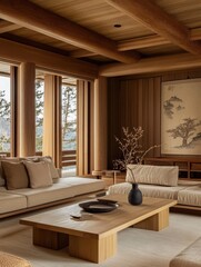 Fototapeta premium A cozy interior reveals an inviting space in the image