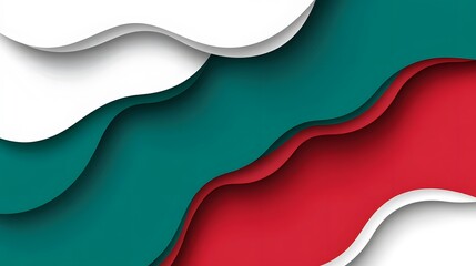 Fototapeta premium Abstract Red Green White Wave Layers Background