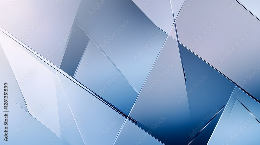 Poster Mesmerizing abstract background composed of intricate geometric shapes in shades of blue  The angular faceted patterns create a dynamic futuristic composition with a sense of depth and dimension