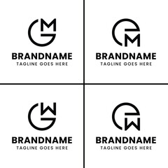 Letters GM EM GW EW Monogram Logo Set, for GM MG EM ME GW WG EW WE initials