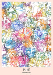 Pune Maharashtra City Map, downtown tourism, house art travel, scenic metropolis concept, travel art city, patriotic abstract banner