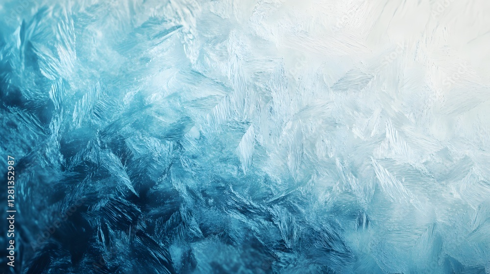 Aufkleber Mesmerizing abstract close up of intricate frost and crystal formations on a frozen glass surface capturing the captivating and ethereal beauty of the winter season  The image showcases the delicate