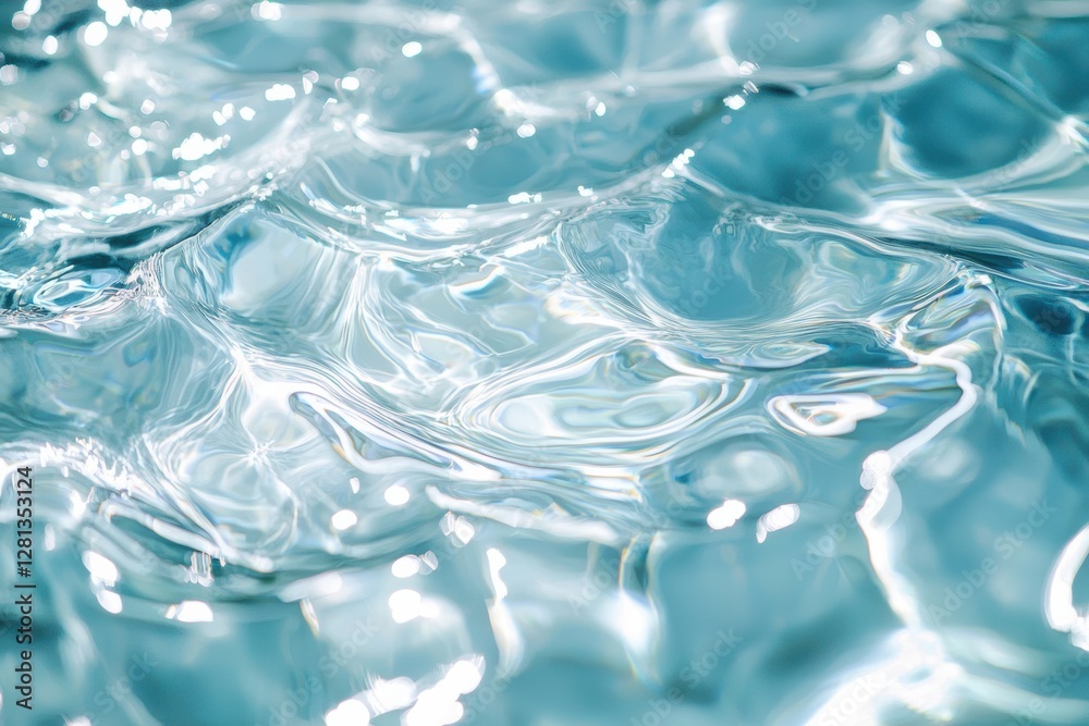 Poster light reflecting and refracting on moving water surface