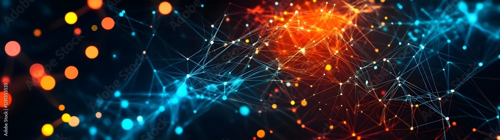 Aufkleber Mesmerizing abstract digital data network and technology explosion in the cosmos  Futuristic and innovative digital art with vibrant colors dynamic patterns