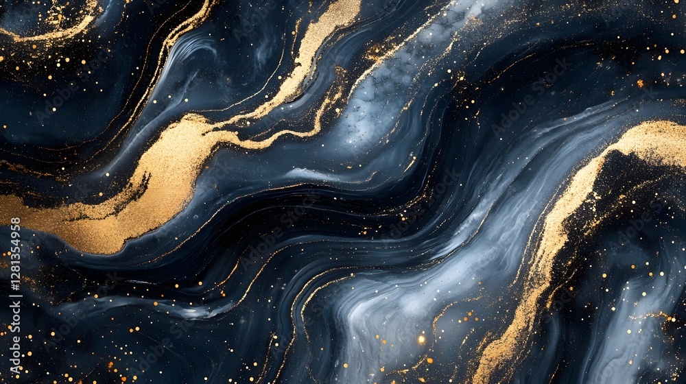 Poster Mesmerizing abstract fluid marble texture with shimmering golden accents creating a captivating and dynamic visual experience  Ideal for luxury premium and high end design projects digital art