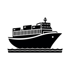 Freight Ship Silhouette Vector Image