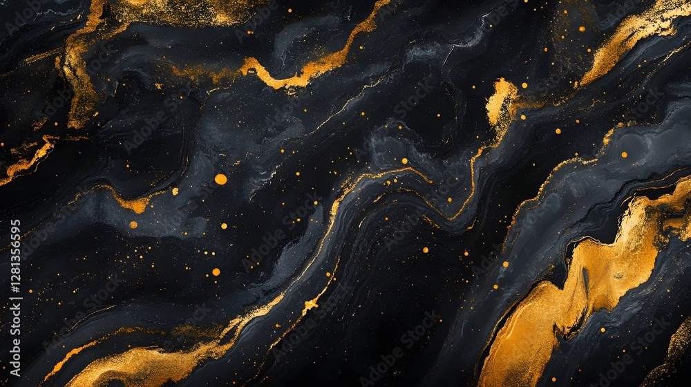 Poster Mesmerizing abstract marble texture with shimmering golden accents that evoke a cosmic galaxy like atmosphere  This visually striking and captivating digital features a dynamic