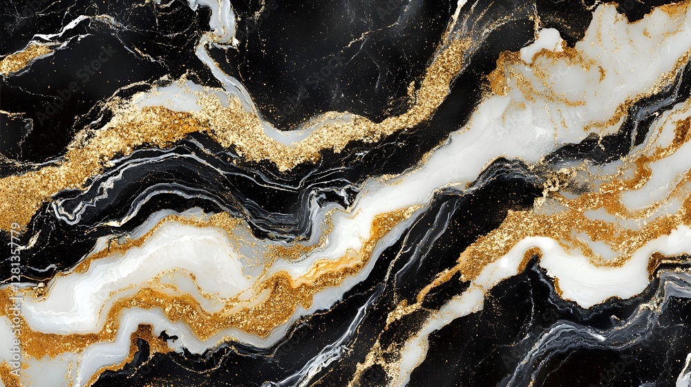Aufkleber Mesmerizing abstract marble texture with swirling golden accents and fluid organic patterns  This captivating design element can be used for luxury contemporary and modern design projects